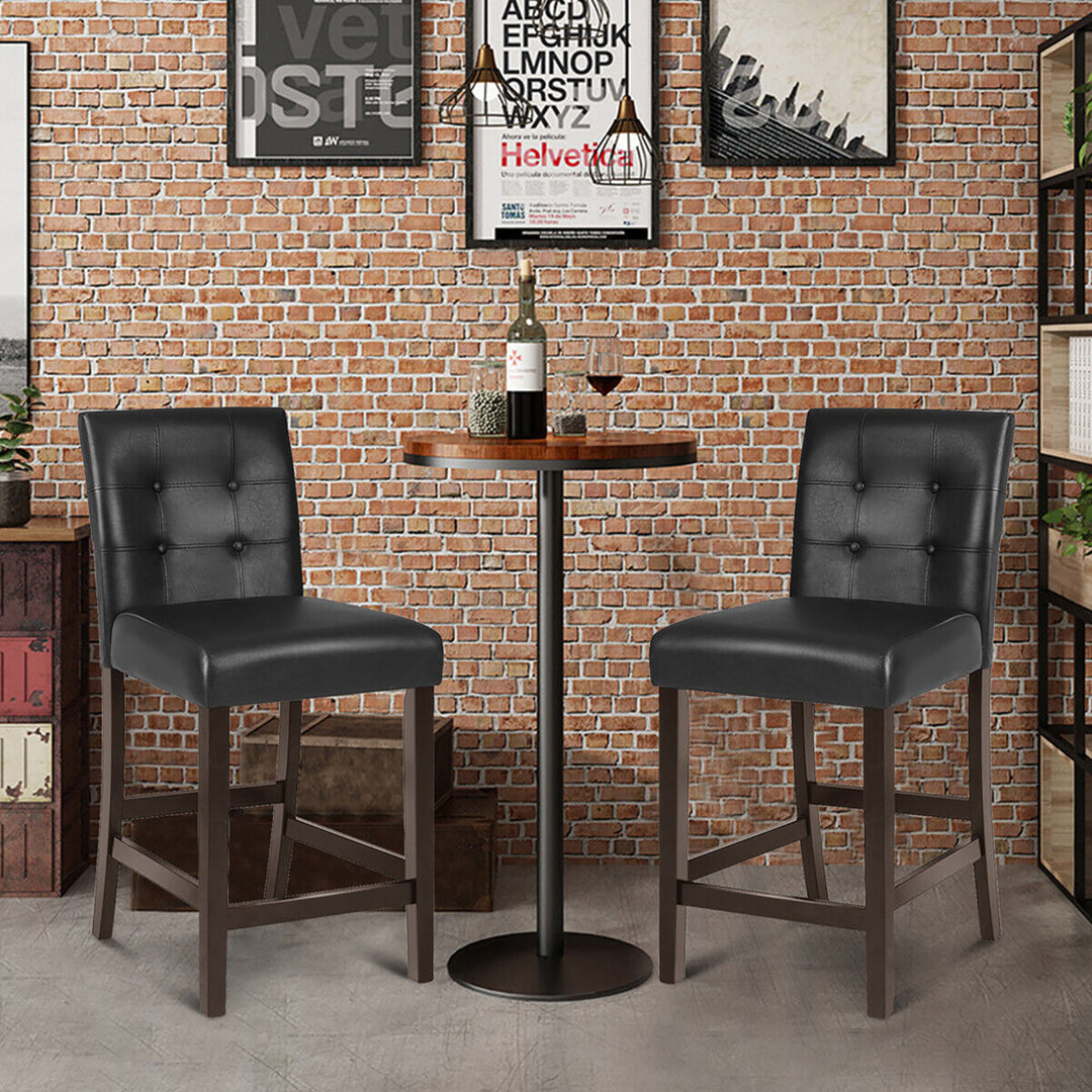 Set of 4 Bar Stools 25inch Counter Height Barstool Pub Chair Rubber Wood Black Image 3