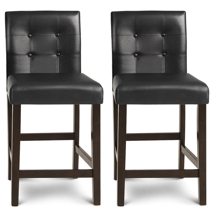 Set of 4 Bar Stools 25inch Counter Height Barstool Pub Chair Rubber Wood Black Image 9