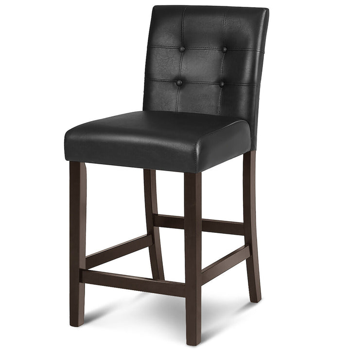 Set of 4 Bar Stools 25inch Counter Height Barstool Pub Chair Rubber Wood Black Image 10