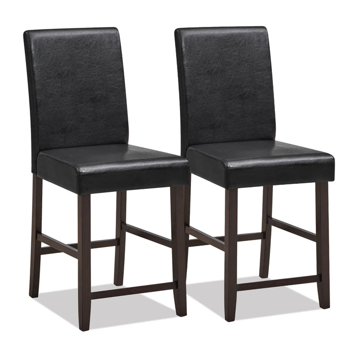 Set of 2 Bar Stools 24 Counter Height Pub Kitchen Chairs w/ Rubber Wood Legs Image 1