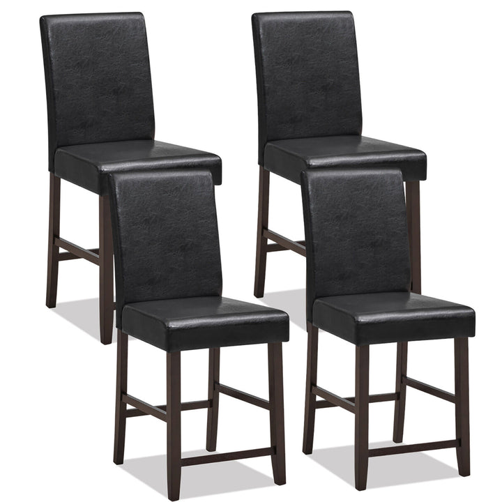 Set of 4 Bar Stools 24 Counter Height Pub Kitchen Chairs w/ Rubber Wood Legs Image 1