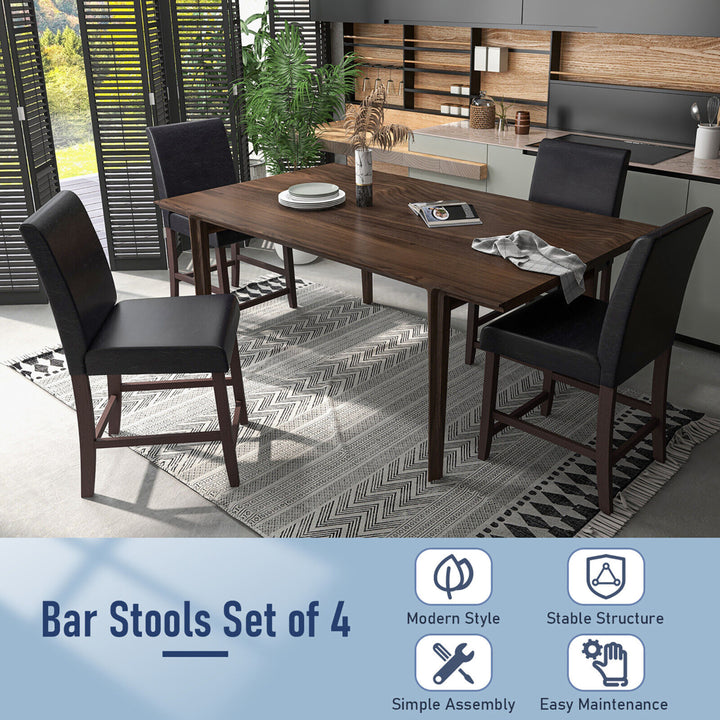 Set of 4 Bar Stools 24 Counter Height Pub Kitchen Chairs w/ Rubber Wood Legs Image 6