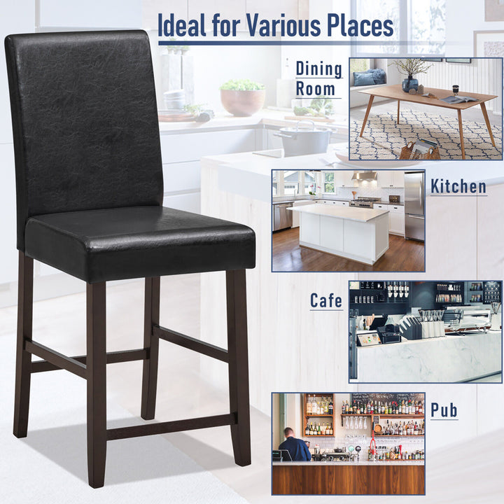 Set of 2 Bar Stools 24 Counter Height Pub Kitchen Chairs w/ Rubber Wood Legs Image 9