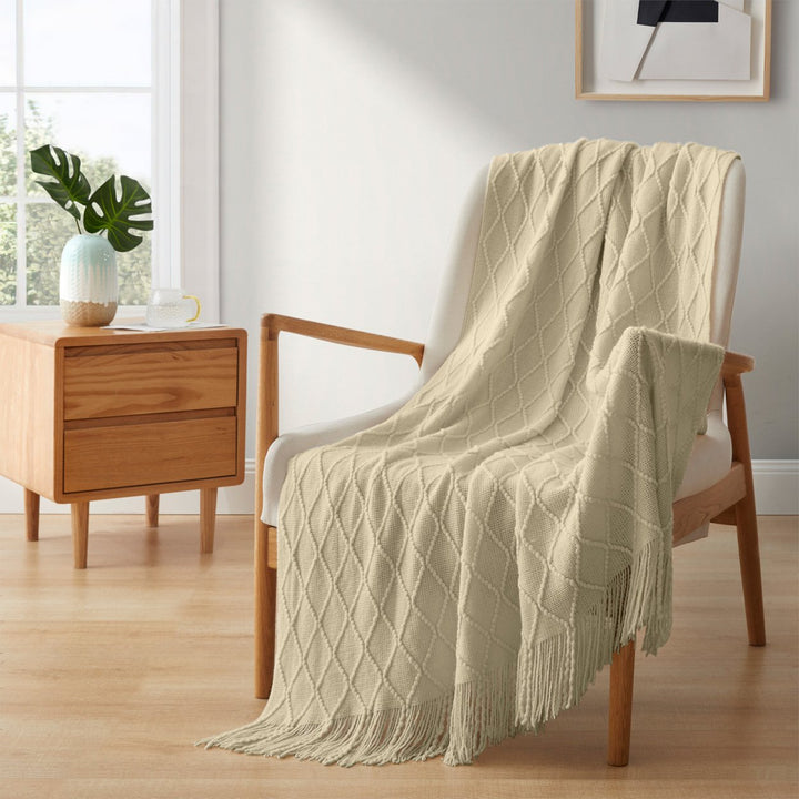 Ultra Soft Diamond Knit Throw Blanket 50"x60"-Perfect for Year-round Comfort Image 9