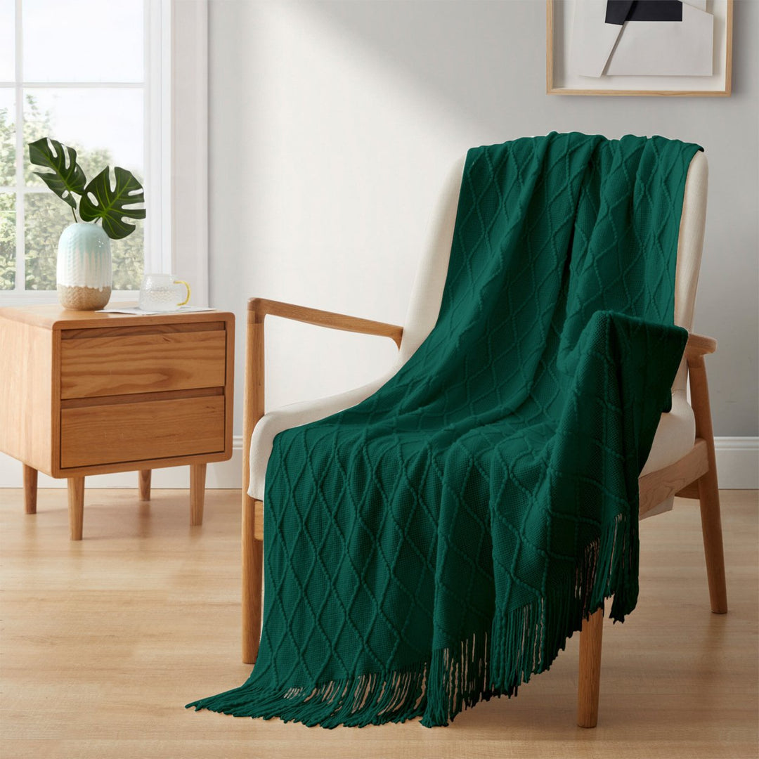 Ultra Soft Diamond Knit Throw Blanket 50"x60"-Perfect for Year-round Comfort Image 1