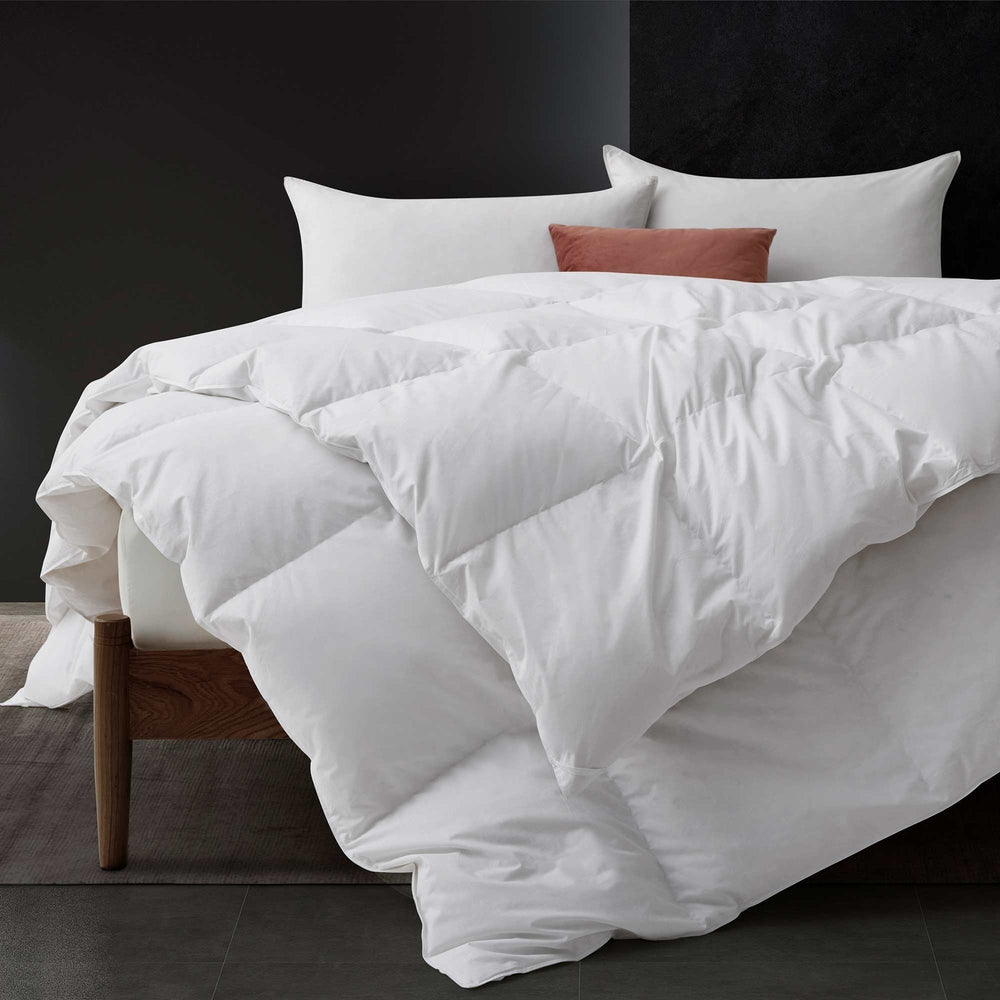 White Goose Feather and Down Comforters, Lightweight and Medium Weight Duvet Insert Image 2