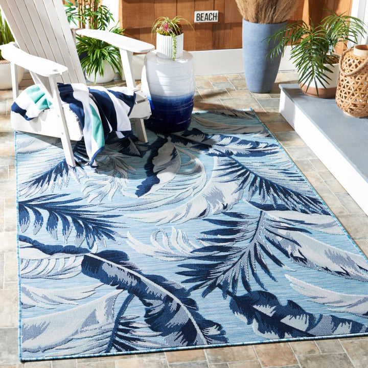 SAFAVIEH Cabana Collection CBN405M Blue / Grey Rug Image 4