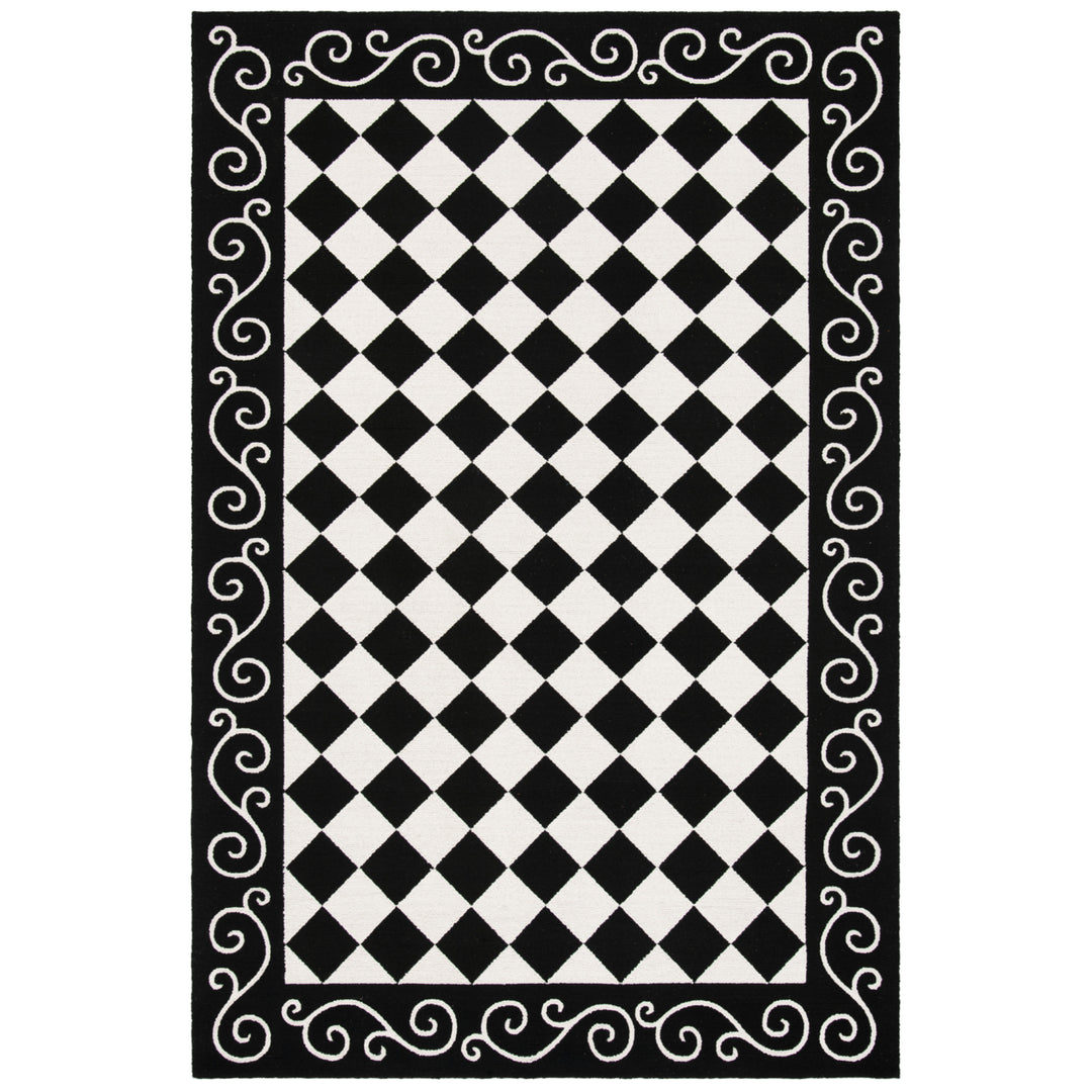 SAFAVIEH Chelsea HK356A Hand-hooked Black / Ivory Rug Image 1