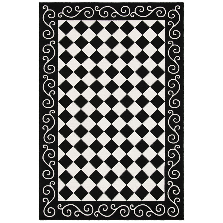 SAFAVIEH Chelsea HK356A Hand-hooked Black / Ivory Rug Image 1