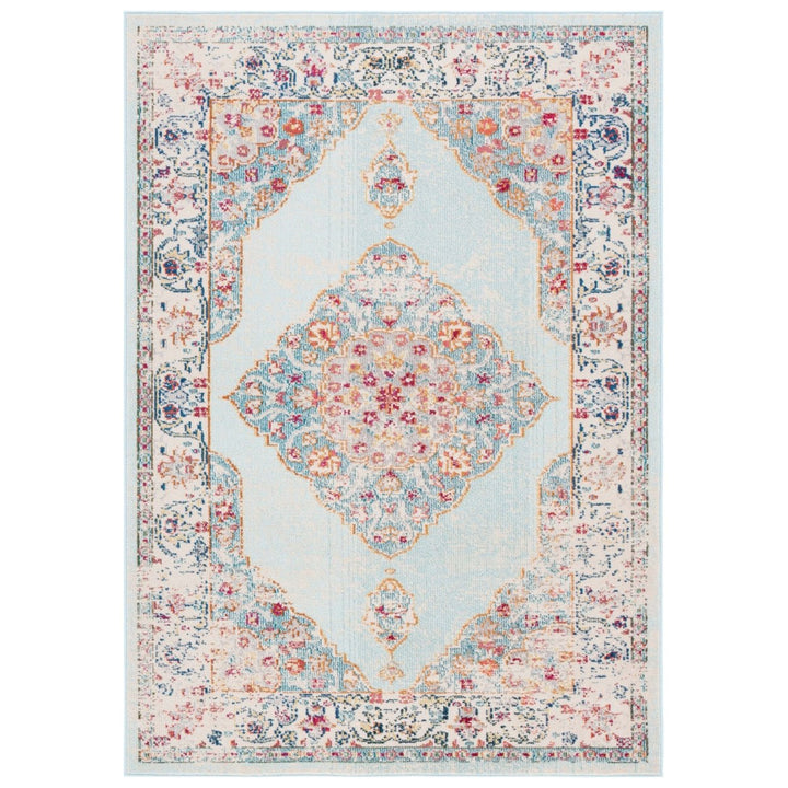 SAFAVIEH Micro-Loop MLP503G Handmade Ivory / Blue Rug Image 1