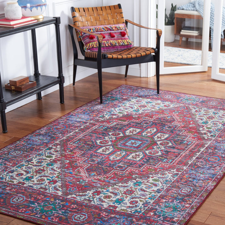 SAFAVIEH Tucson Collection TSN173J Aqua / Pink Rug Image 6