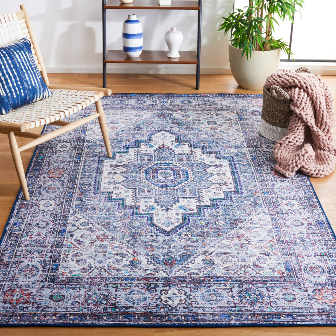 SAFAVIEH Tucson Collection TSN181B Beige / Blue Rug Image 6