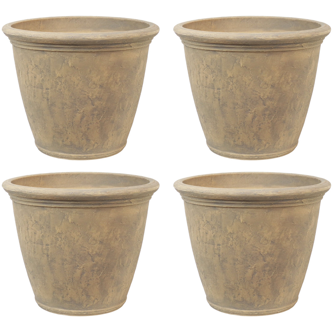 Sunnydaze 24 in Anjelica Unbreakable Polyresin Planter - Beige - Set of 4 Image 1