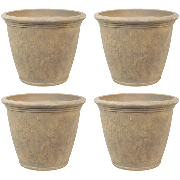 Sunnydaze 24 in Anjelica Unbreakable Polyresin Planter - Beige - Set of 4 Image 1