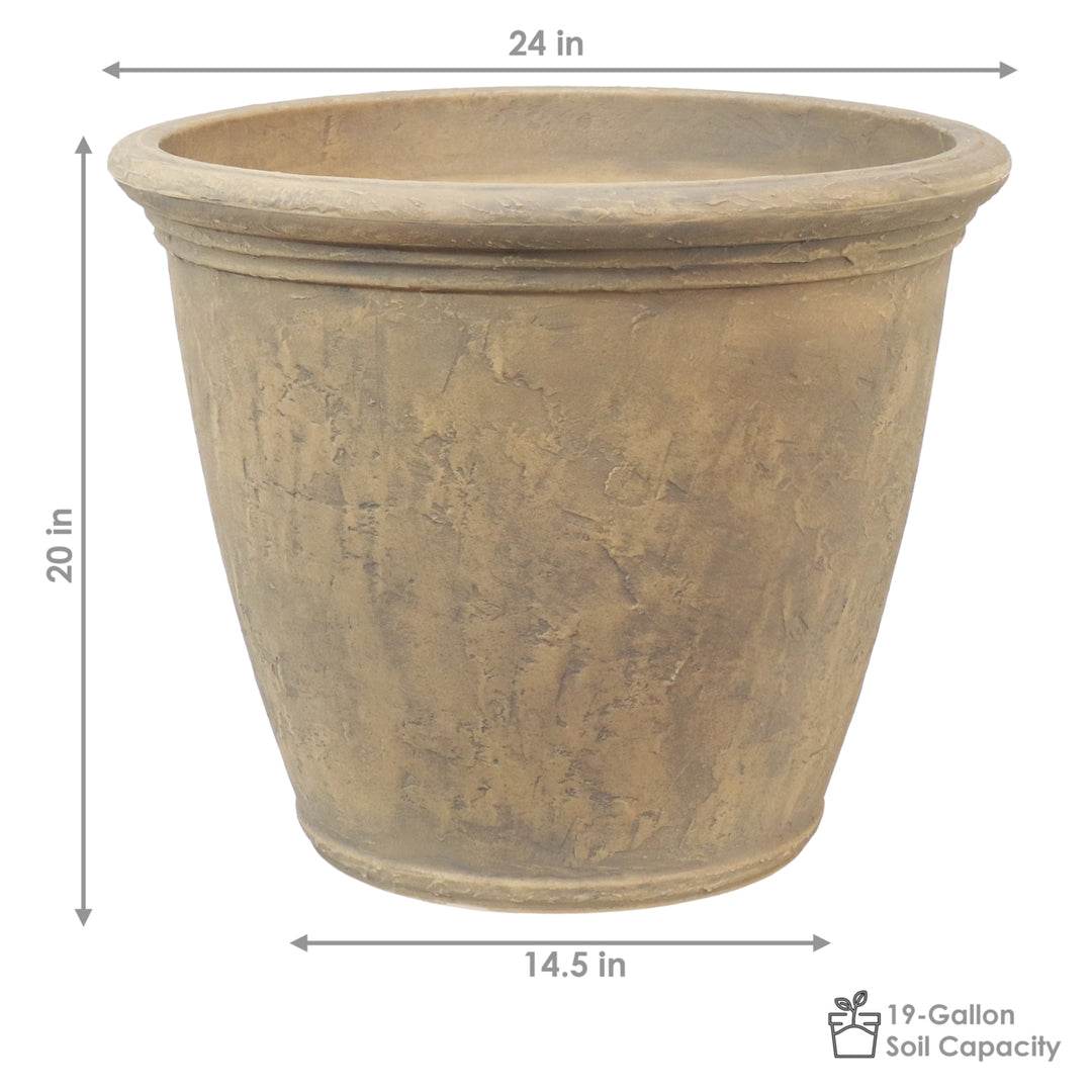 Sunnydaze 24 in Anjelica Polyresin Planter with UV-Resistance - Beige Image 3