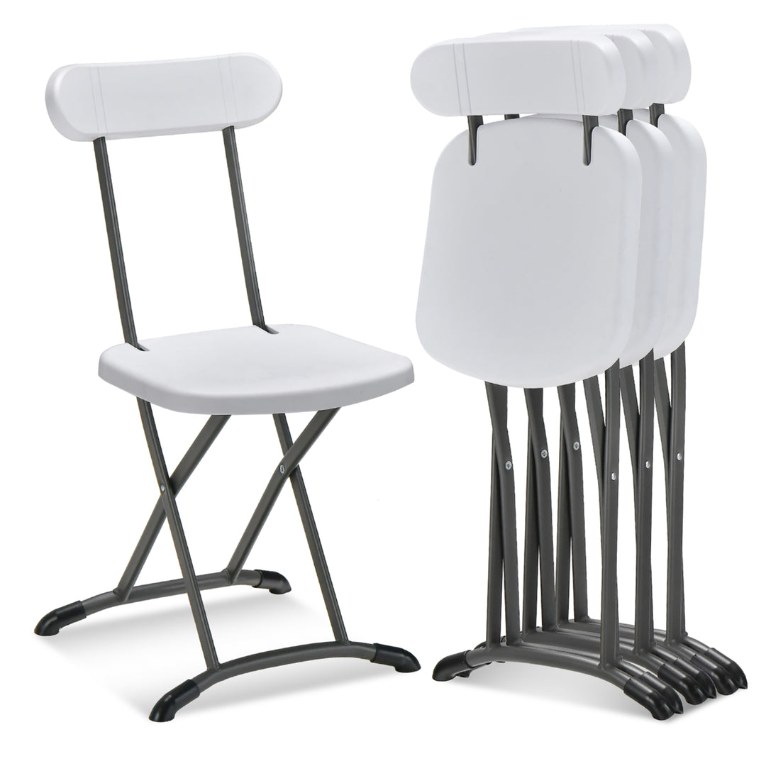 4-Pack Folding Chair w/ Metal Curved Feet Wide Seat and Ergonomic Backrest Image 1