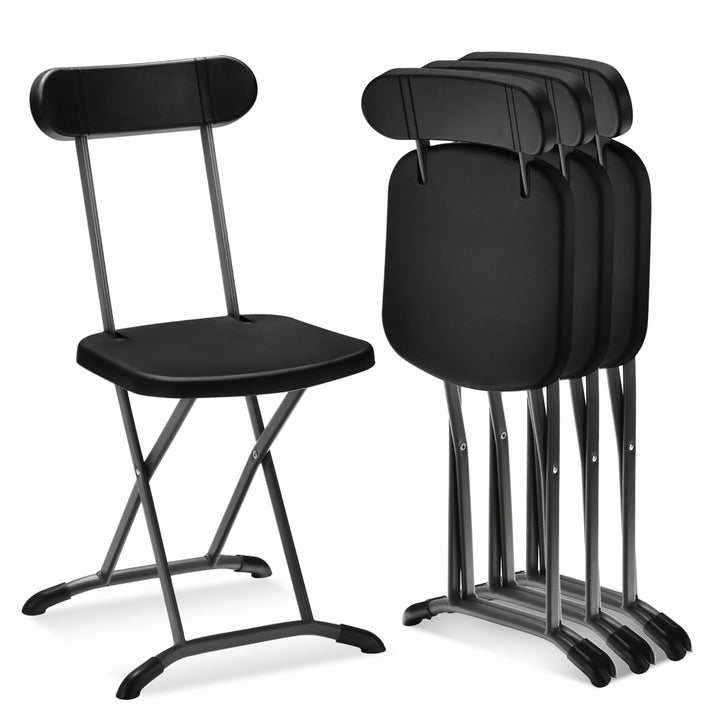 4-Pack Folding Chair w/ Metal Curved Feet Wide Seat and Ergonomic Backrest Image 4