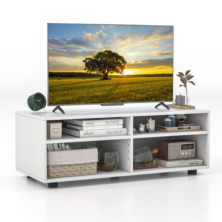 Media Console Entertainment Center 4-Cubby TV Stand Cabinet w/ Adjustable Shelves Image 1