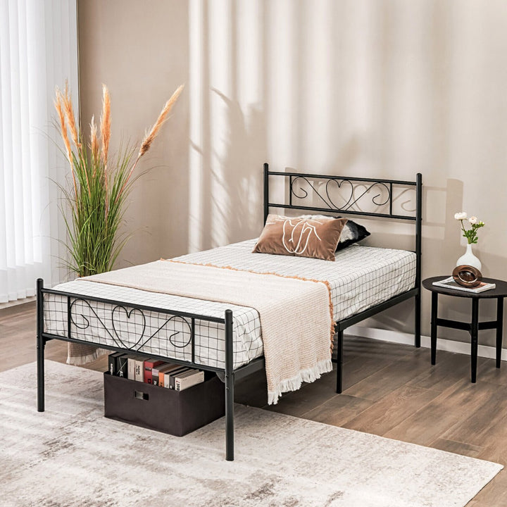 Twin XL Metal Platform Bed Frame Heavy-duty Steel Slat Support with Storage Image 1