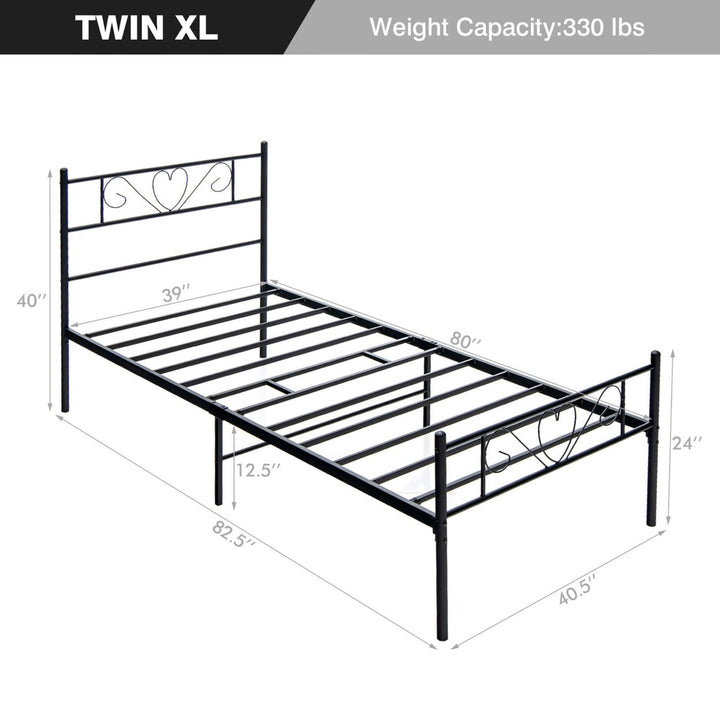 Twin XL Metal Platform Bed Frame Heavy-duty Steel Slat Support with Storage Image 3