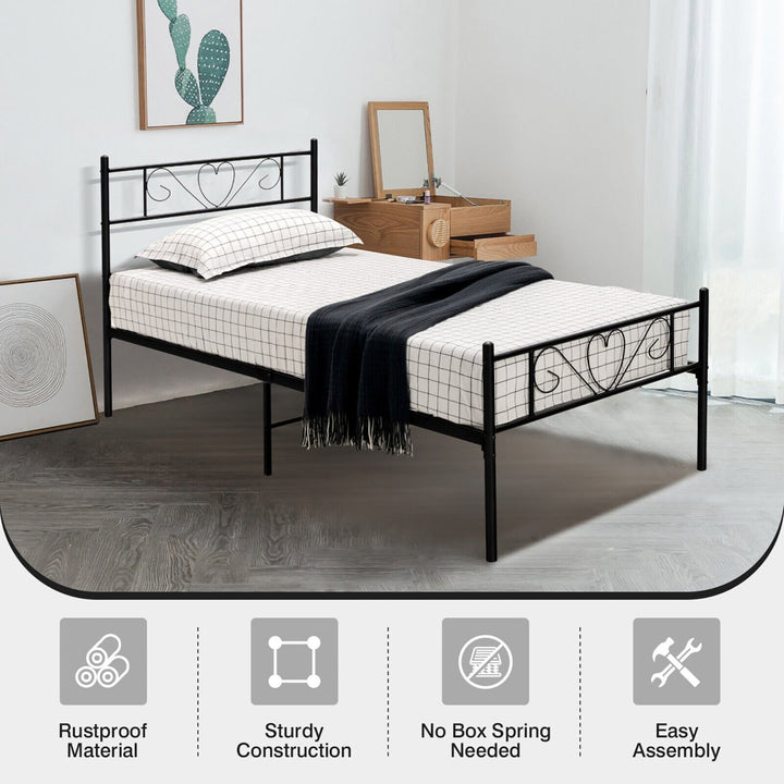 Twin XL Metal Platform Bed Frame Heavy-duty Steel Slat Support with Storage Image 4