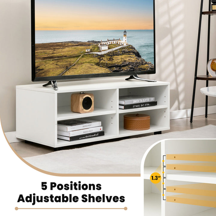 Media Console Entertainment Center 4-Cubby TV Stand Cabinet w/ Adjustable Shelves Image 7