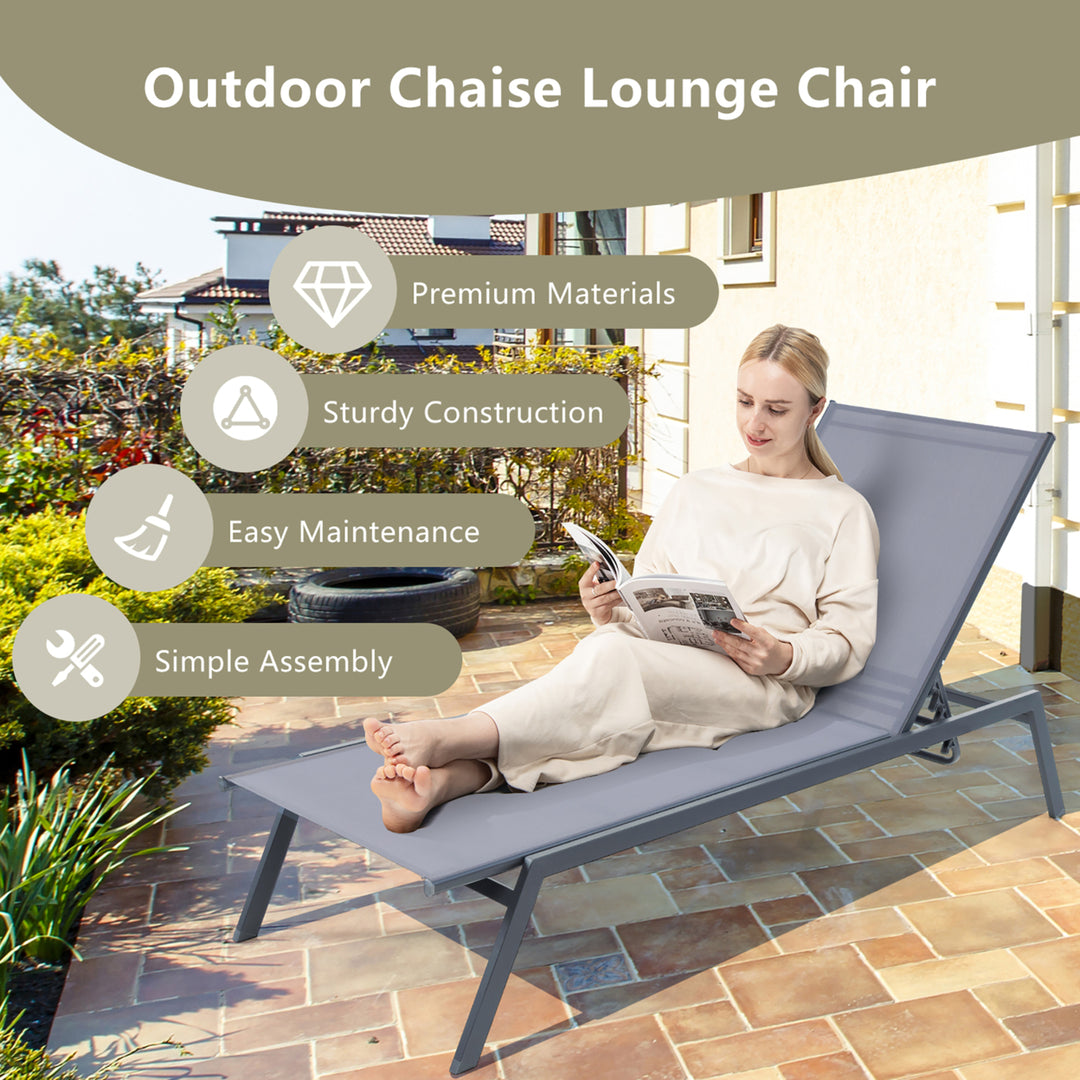 Patio 6-Position Adjustable Lounge Chair Outdoor Reclining Chair Poolside Image 6