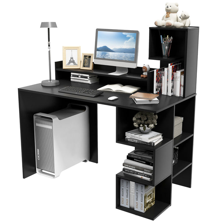 48 Modern Computer Desk Home Office Workstation w/ Hutch and Storage Shelves Image 1