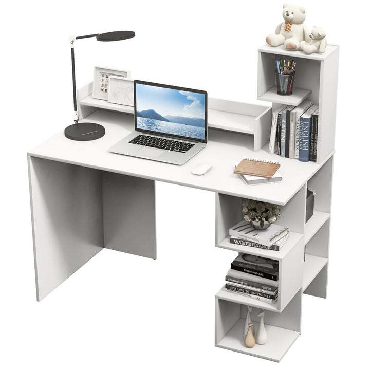 48 Modern Computer Desk Home Office Workstation w/ Hutch and Storage Shelves Image 4