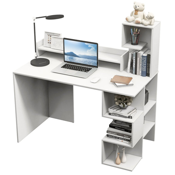 48 Modern Computer Desk Home Office Workstation w/ Hutch and Storage Shelves Image 1