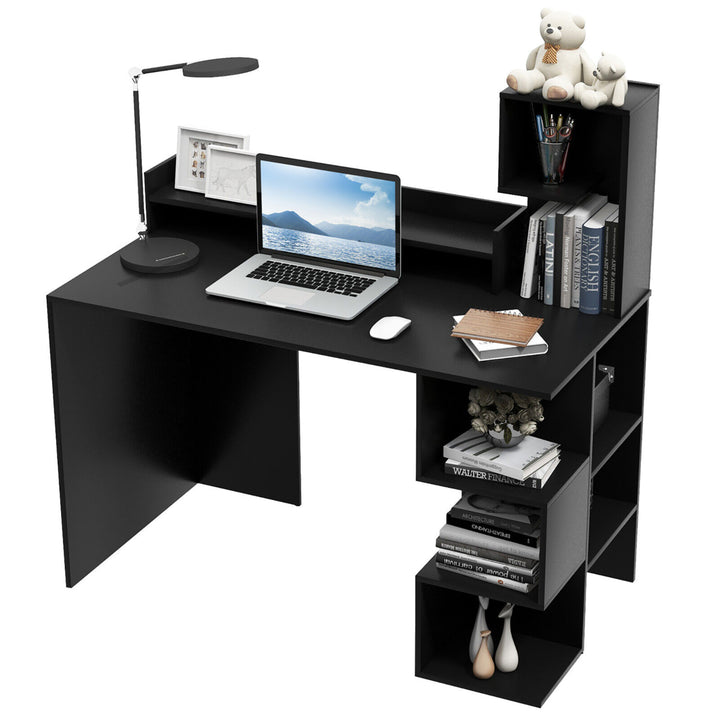 48 Modern Computer Desk Home Office Workstation w/ Hutch and Storage Shelves Image 1