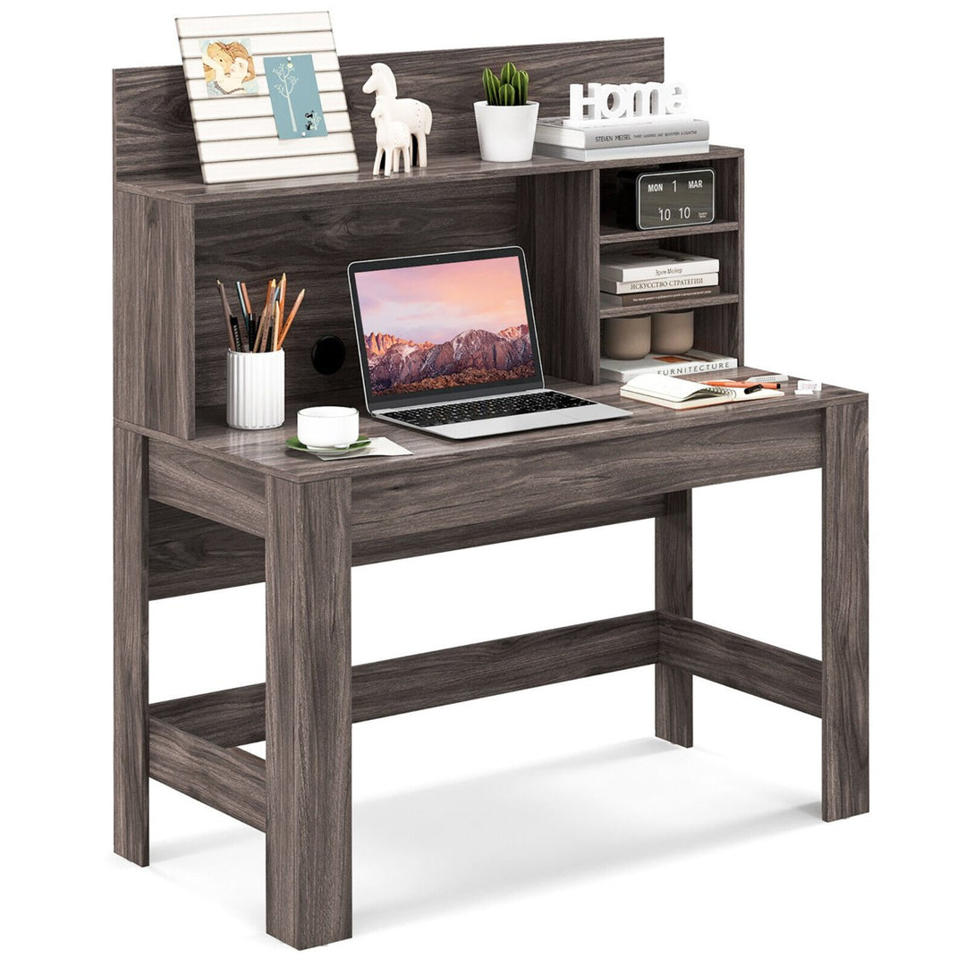 Home Office Computer Desk Study Table Writing Workstation Hutch Cable Hole Image 1