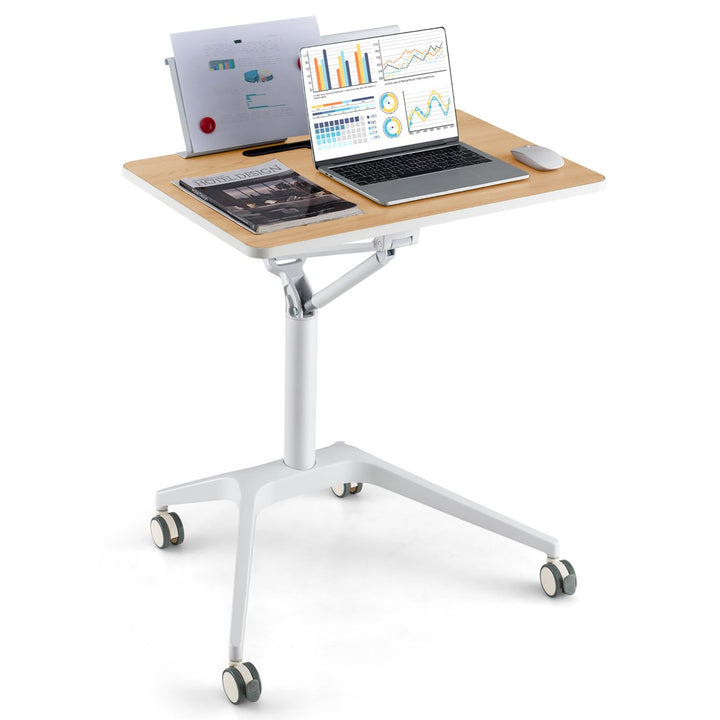 Pneumatic Standing Desk Rolling Adjustable Laptop Cart Podium Detachable Holder Image 1