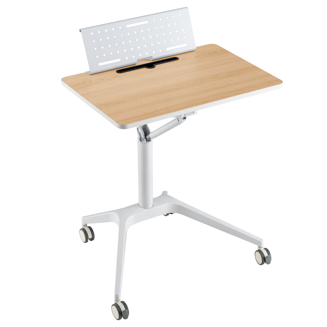 Pneumatic Standing Desk Rolling Adjustable Laptop Cart Podium Detachable Holder Image 10