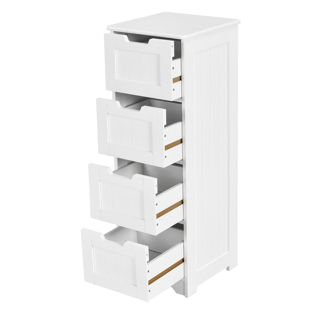 Bathroom Floor Cabinet Free-Standing Side Storage Organizer w/ 4 Drawers Image 10