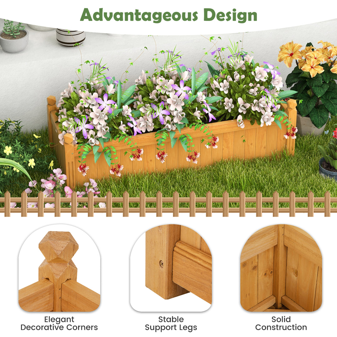 Patio Wooden Raised Garden Bed Rectangular Garden Planter w/ Drainage System Image 5