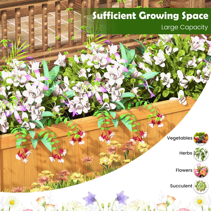 Patio Wooden Raised Garden Bed Rectangular Garden Planter w/ Drainage System Image 8