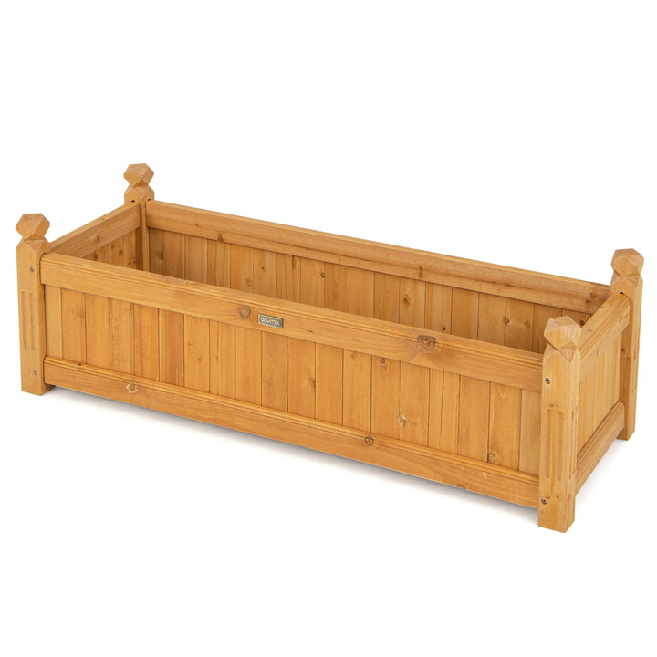 Patio Wooden Raised Garden Bed Rectangular Garden Planter w/ Drainage System Image 10