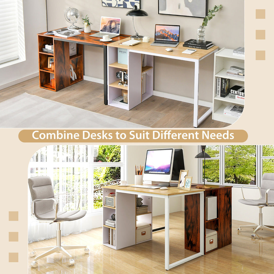 Home Office Computer Desk Laptop Table Writing Workstation w/ 5 Cubbies Image 2