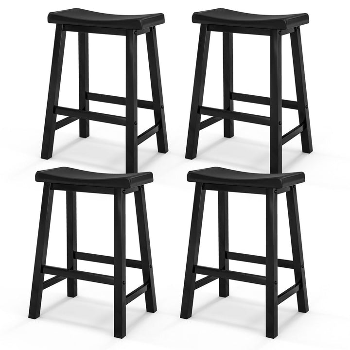 Set of 4 Saddle Bar Stools Counter Height Dining Chairs w/ Wooden Legs Image 4