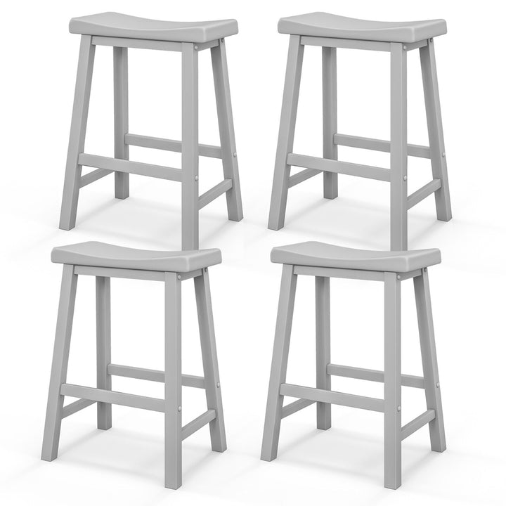 Set of 4 Saddle Bar Stools Counter Height Dining Chairs w/ Wooden Legs Image 5