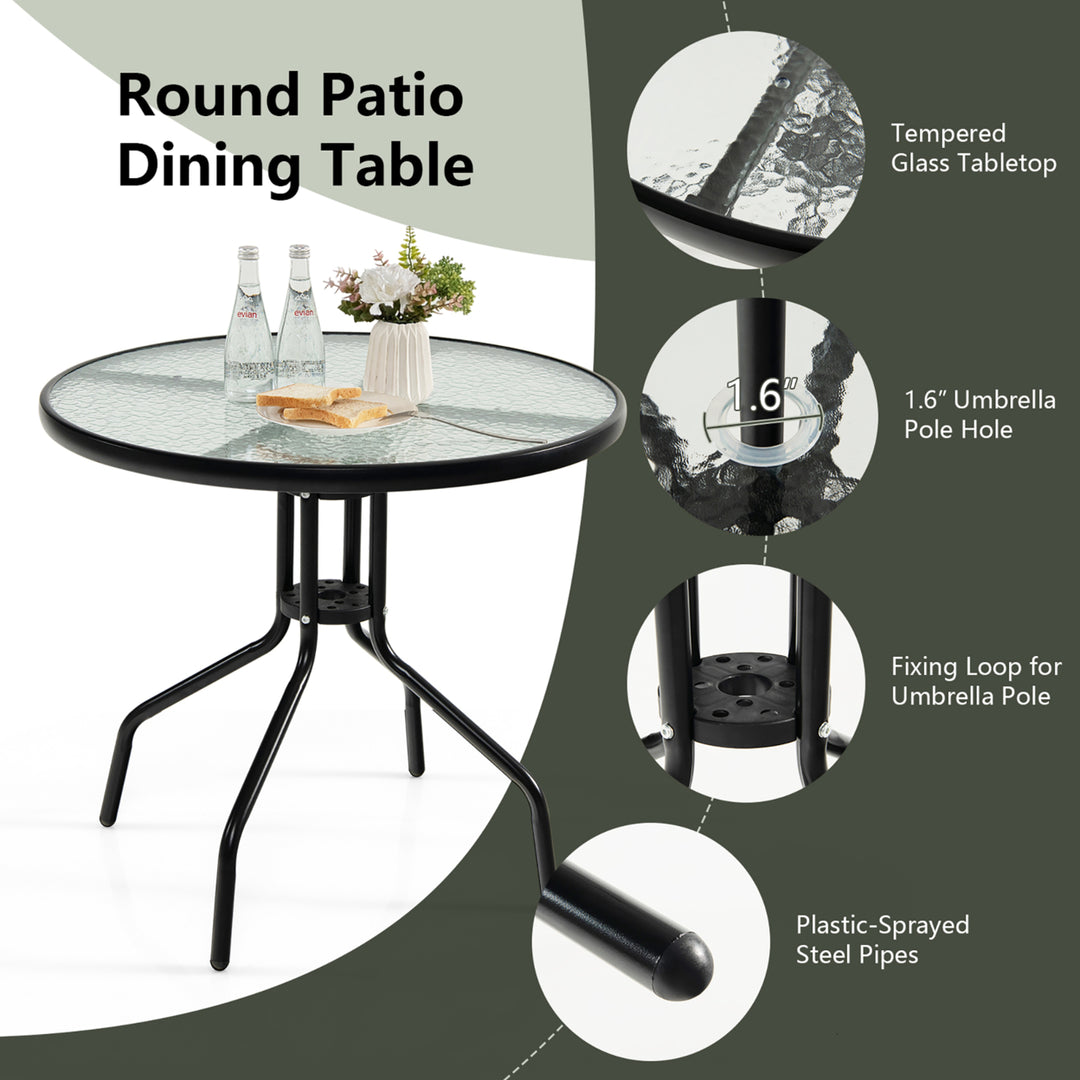 6PCS Patio Garden Dining Set w/ Round Table and 4 Folding Chairs and Tiltable Umbrella Image 7