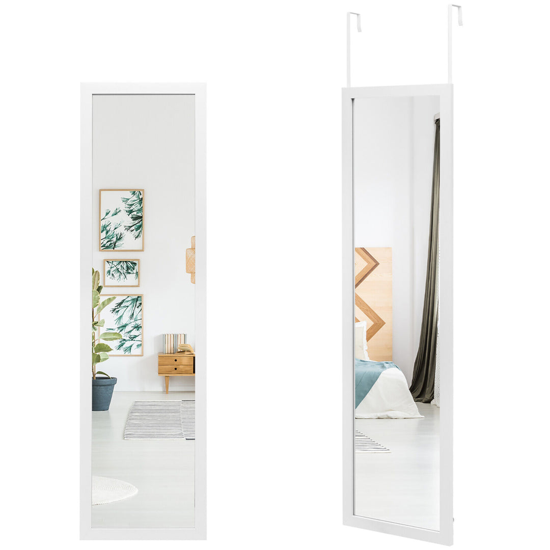 Full Length Over The Door Mirror Hanging Hooks Wall Mount Dressing Mirror Image 1