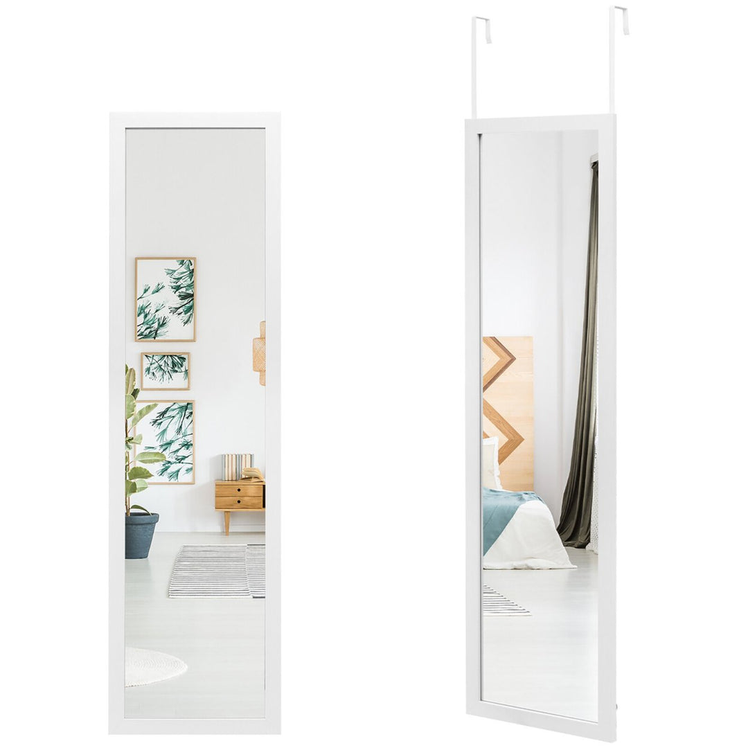 Full Length Over The Door Mirror Hanging Hooks Wall Mount Dressing Mirror Image 5