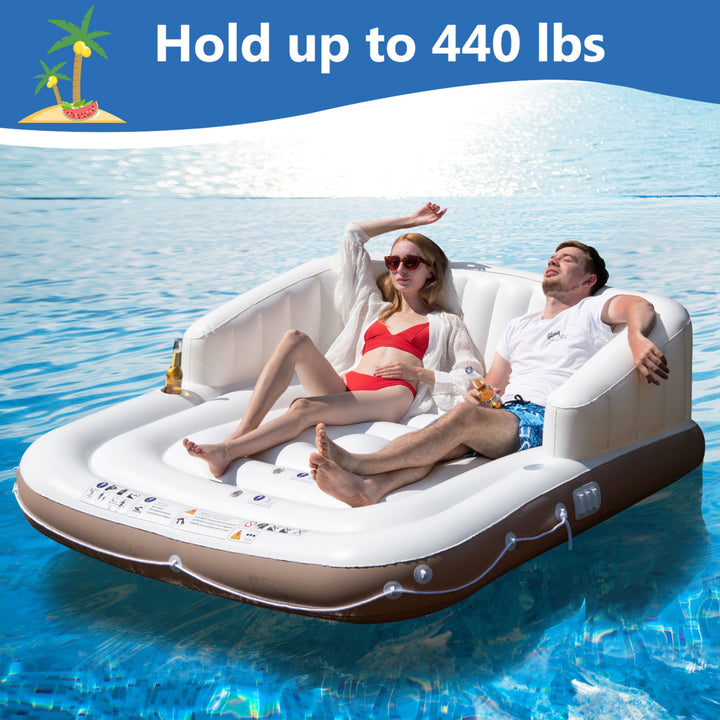 Floating Canopy Island Inflatable Pool Float Lounge Raft w/ Retractable Canopy Image 3