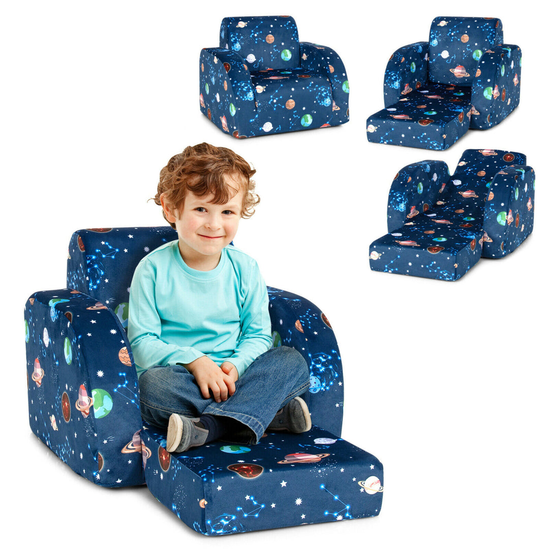 3-in-1 Convertible Kid Sofa Bed Flip-Out Chair Lounger for Toddler Image 1