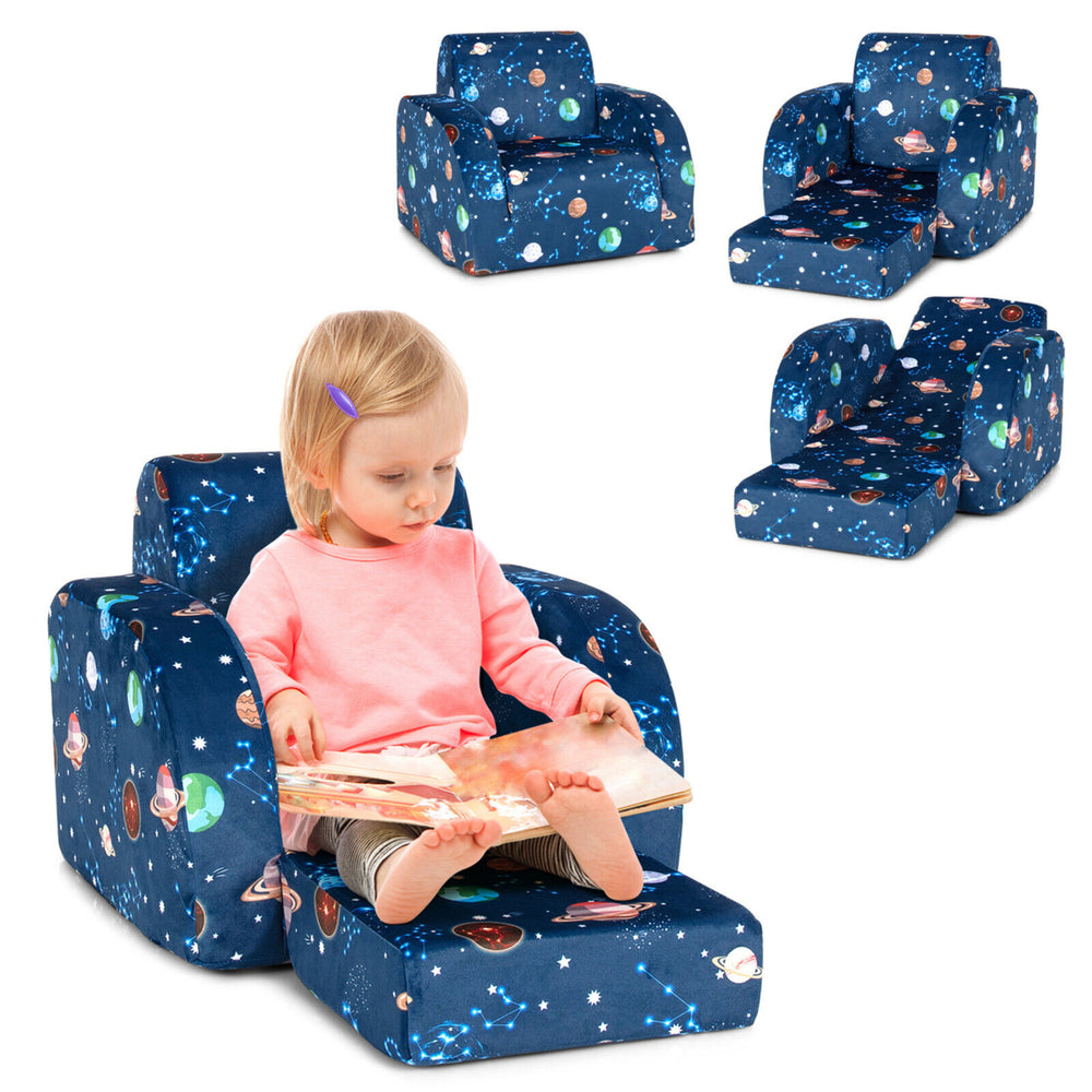 3-in-1 Convertible Kid Sofa Bed Flip-Out Chair Lounger for Toddler Image 2