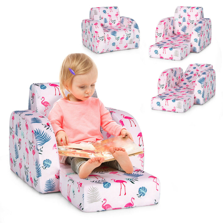 3-in-1 Convertible Kid Sofa Bed Flip-Out Chair Lounger for Toddler Image 3