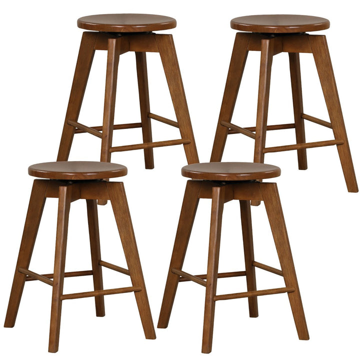 Set of 4 Swivel Round Bar Stools Counter Height Dining Chairs w/ Rubber Wood Legs Image 1