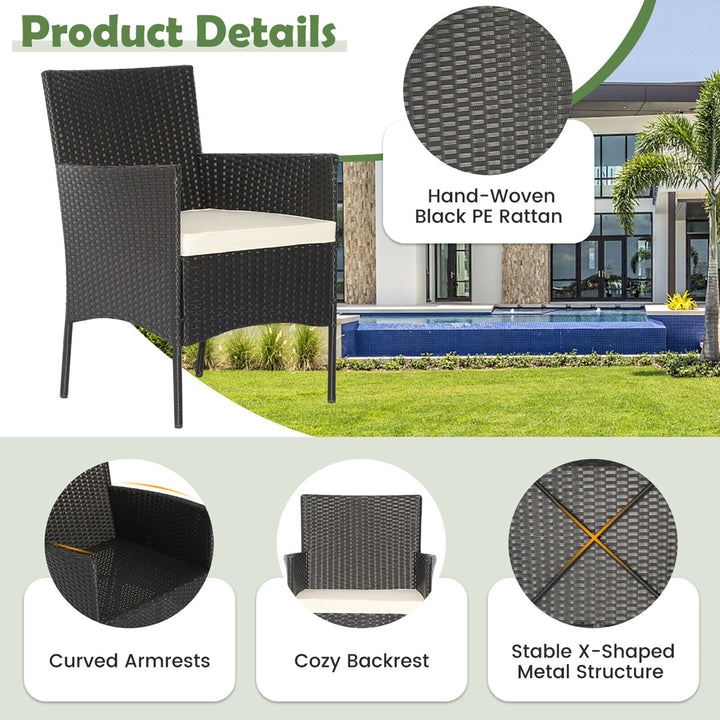 5PCS Outdoor Rattan Wicker Sofa Set Patio Conversation Set w/ 2 Ottomans Image 6